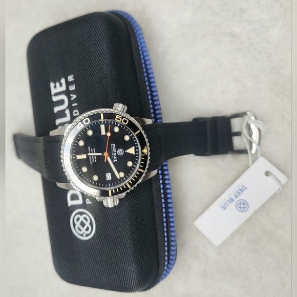 NWT Deep Blue Vintage Master 1000 44mm Automatic Men's Diver Watch Black Dial - Picture 3 of 11
